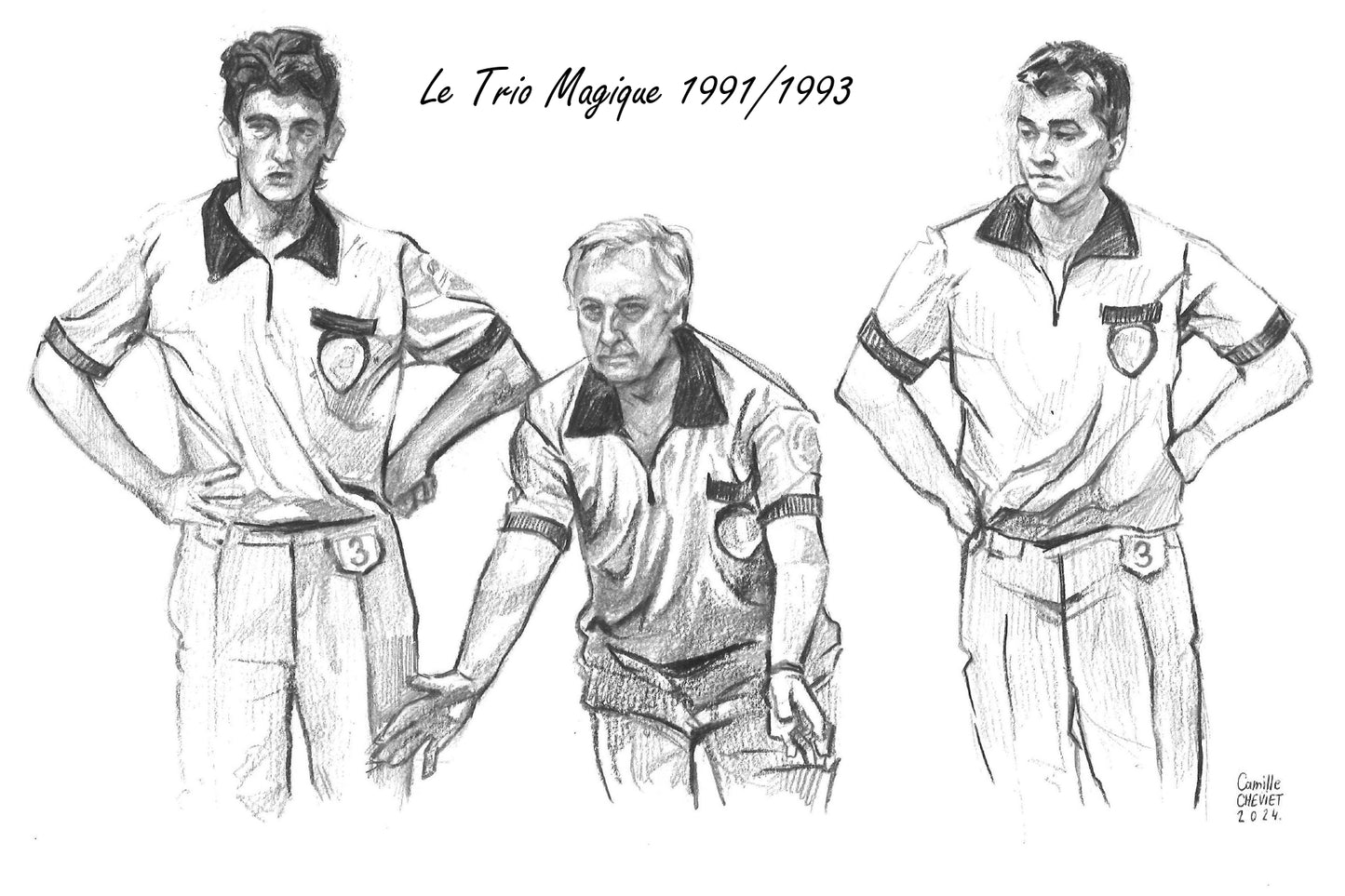 PRINT COLLECTOR TRIO MAGIQUE CHEVIET BILON PERRAS 1991/1993 15 cm X 20 cm